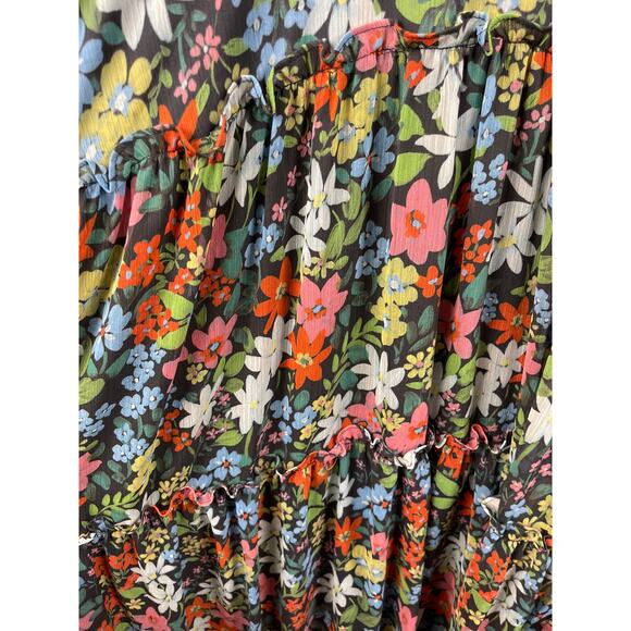 TopShop Woven Long Sleeve Ruffle Midi Dress in‎ Multi Floral Size 12 - Picture 8 of 11
